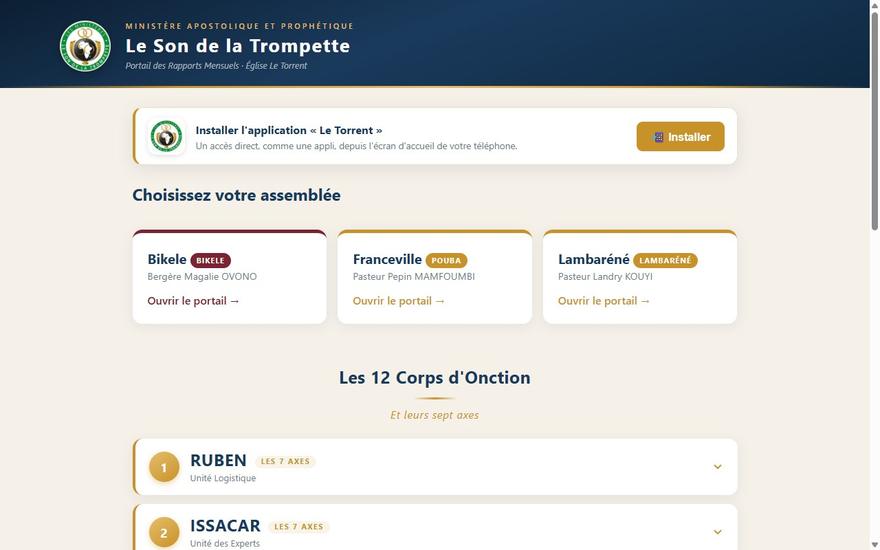 Portail de collecte des rapports mensuels Le Torrent